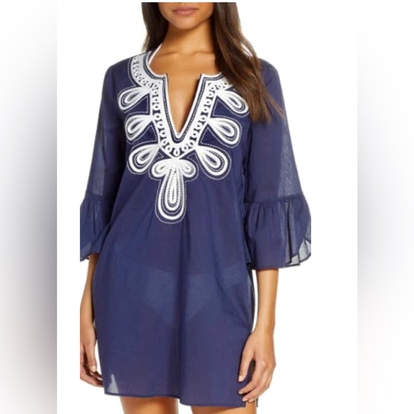 Lilly Pulitzer Other - 👙🏖️☀️Lilly Pulitzer NWT Size Small Navy Blue embroidered Piet Coverup Dress